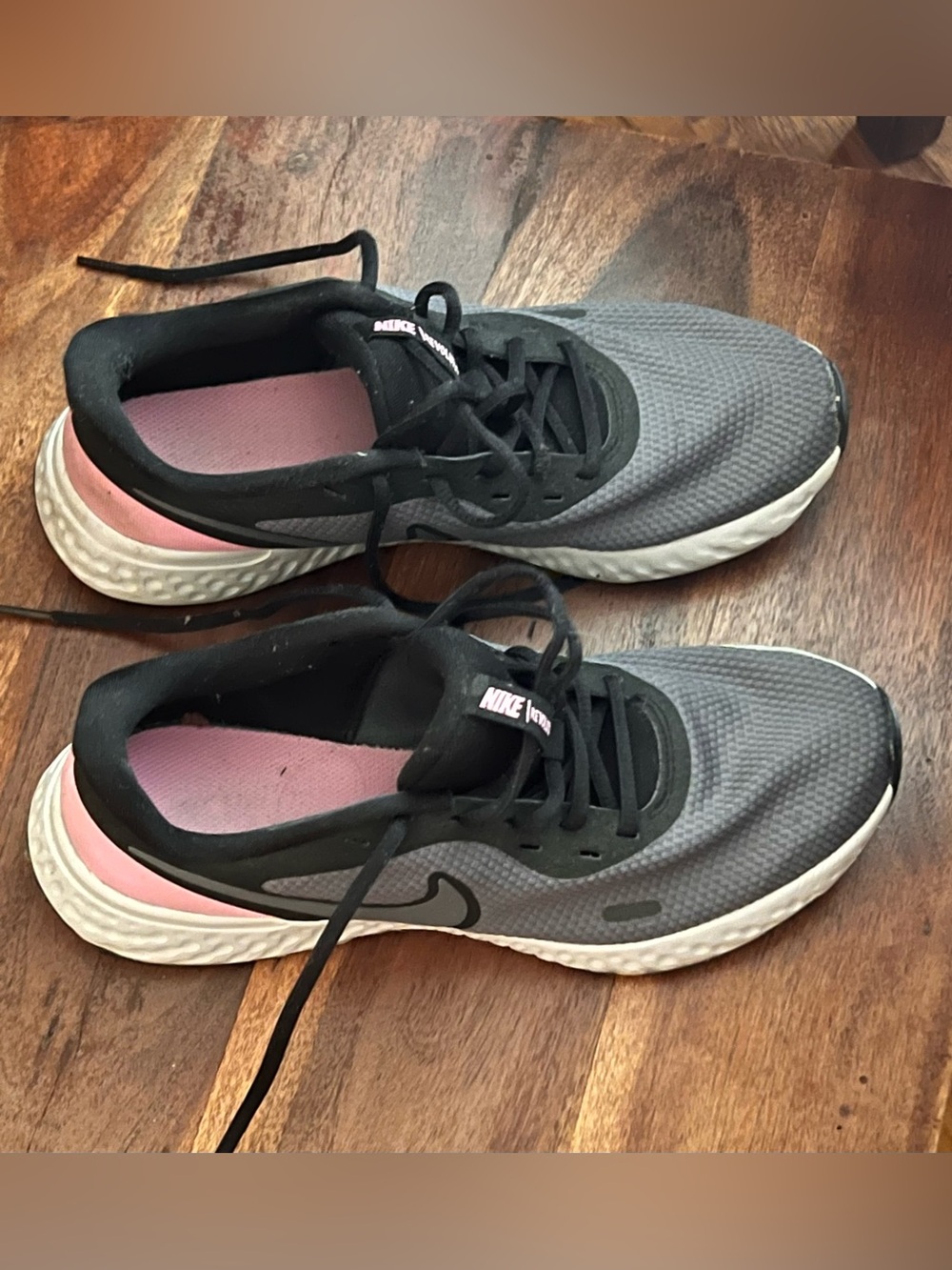 Nike Womens Revolution 5 Gray Running Shoes Sneaker...
